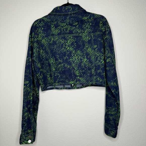 I.AM.GIA Sinead Navy and Green Tiger Cropped Jean Trucker Jacket NWOT - Picture 15 of 15